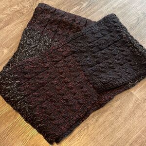 Black Brown 100% Wool Loop Scarf